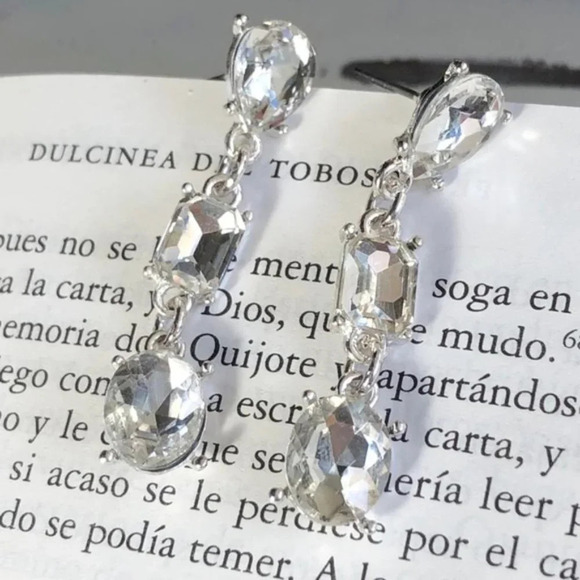 COCKTAIL JEWELED STATEMENT DROP EARRINGS - Picture 1 of 1